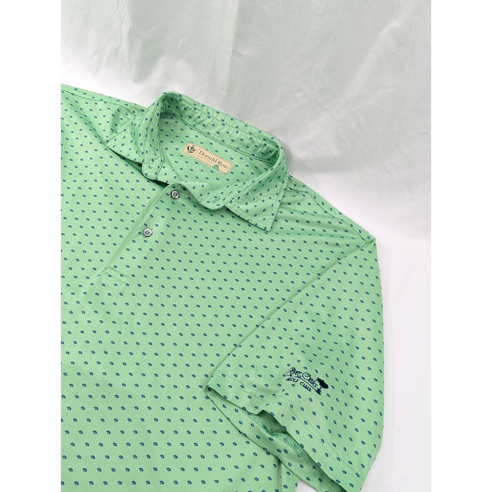 Donald Ross Polo Shirt Mens Large L Green Striped Polyester River Oaks‎ Golf